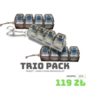 VibeKey™ Trio Pack – Zestaw 3x Brelok Mechaniczny LED